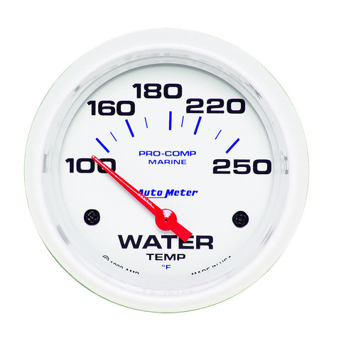 GAUGE, WATER TEMP, 2 5/8in, 100-250?F, ELECTRIC, MARINE WHITE