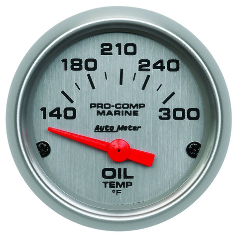 GAUGE, OIL TEMP, 2 1/16in, 140-300?F, ELECTRIC, MARINE SILVER