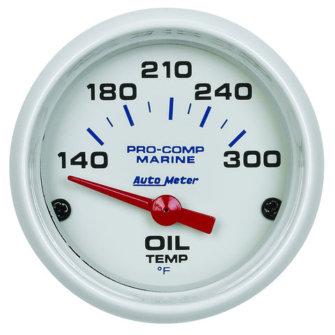 GAUGE, OIL TEMP, 2 1/16in, 140-300?F, ELECTRIC, MARINE WHITE