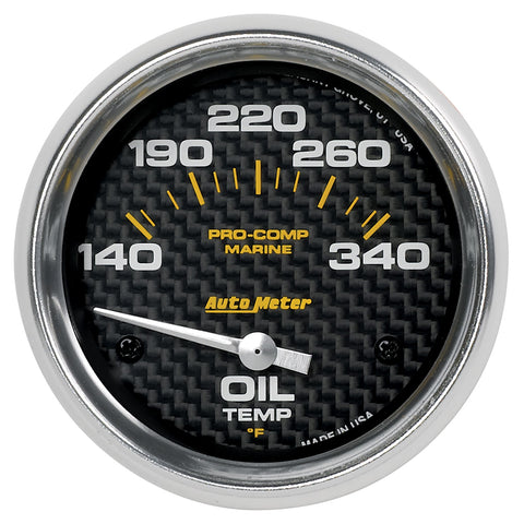 GAUGE, OIL TEMP, 2 5/8in, 140-300?F, ELECTRIC, MARINE CARBON FIBER