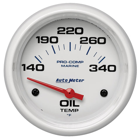 GAUGE, OIL TEMP, 2 5/8in, 140-300?F, ELECTRIC, MARINE WHITE