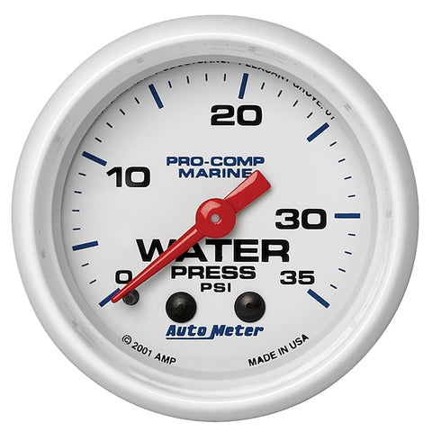 GAUGE, WATER PRESS, 2 1/16in, 35PSI, MECHANICAL, MARINE WHITE