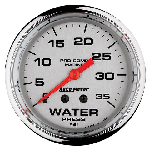 GAUGE, WATER PRESS, 2 5/8in, 35PSI, MECHANICAL, MARINE CHROME