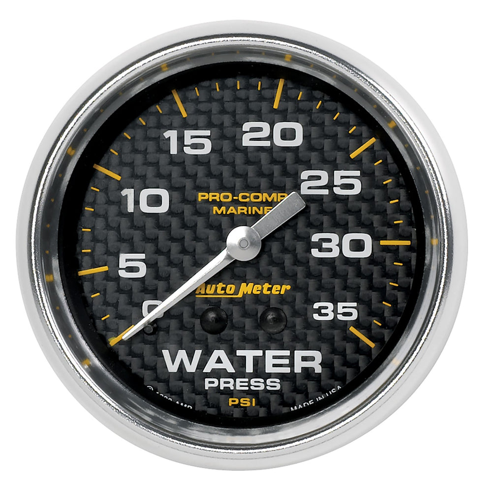 GAUGE, WATER PRESS, 2 5/8in, 35PSI, MECHANICAL, MARINE CARBON FIBER