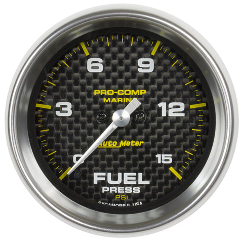 GAUGE, FUEL PRESSURE, 2 1/16in, 15PSI, DIGITAL STEPPER MOTOR, MARINE CARBON FIBER