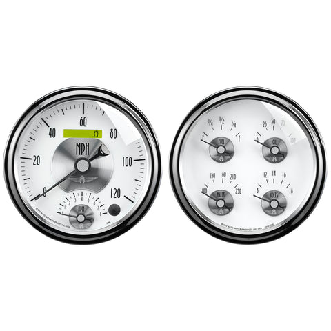 GAUGE KIT, 2 PC., QUAD & TACH/SPEEDO, 5in, PRESTIGE PEARL