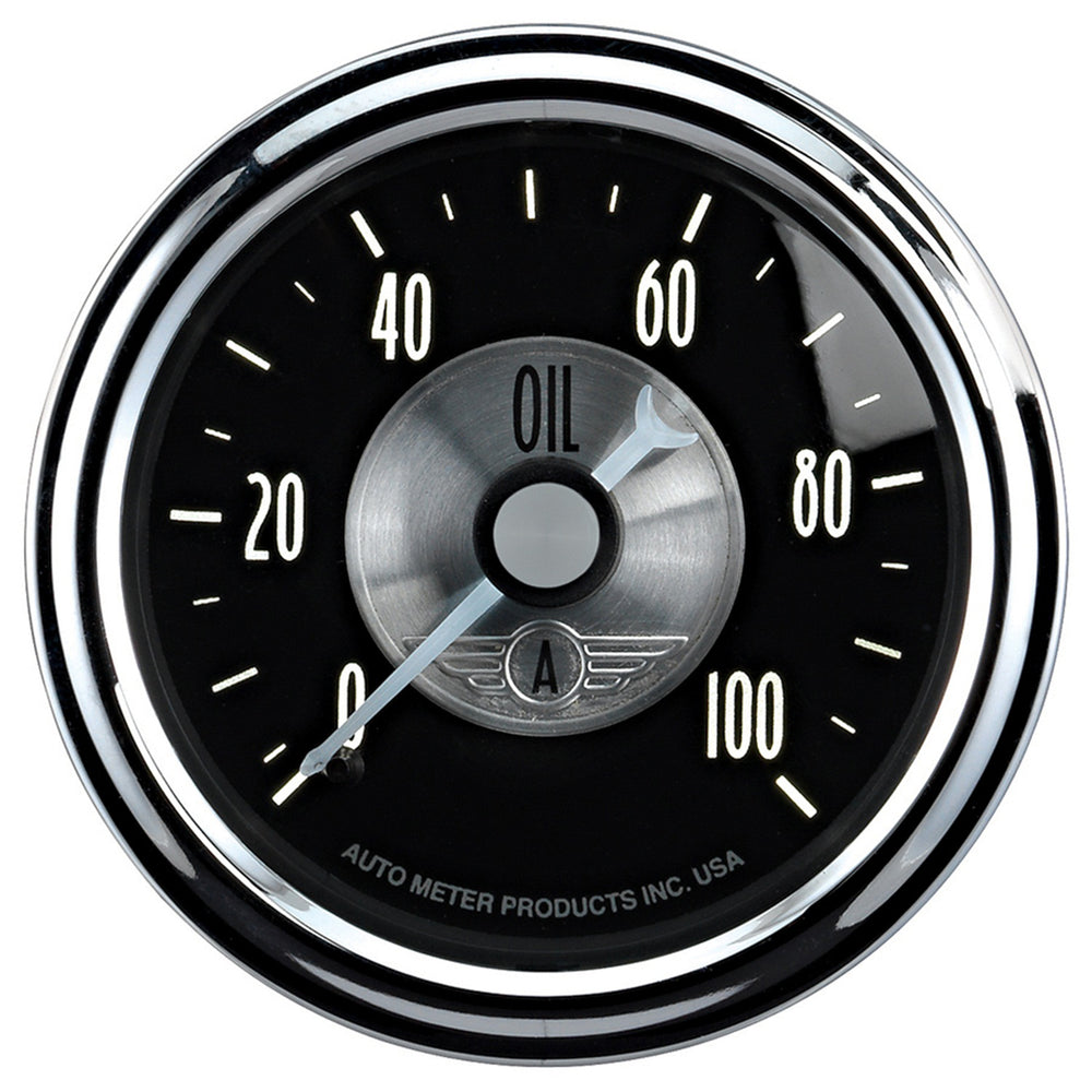 GAUGE, OIL PRESS, 2 1/16in, 100PSI, MECH, PRESTIGE BLK. DIAMOND