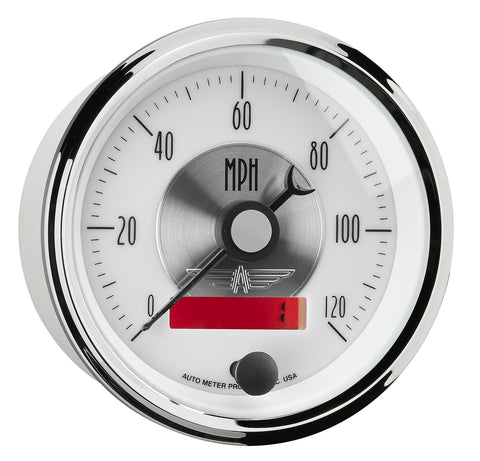 GAUGE, SPEEDO, 3 3/8in, 120MPH, ELEC. PROGRAM W/LCD ODO, PRESTIGE PEARL