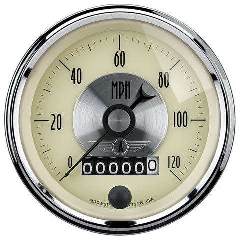 GAUGE, SPEEDO, 3 3/8in, 120MPH, ELEC. PROGRAM W/WHEEL ODO, PRESTIGE ANTQ. IVORY