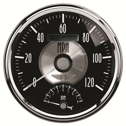 GAUGE, TACH/SPEEDO, 5in, 120MPH & 8K RPM, ELEC. PROGRAM, PRESTIGE BLK. DIAMOND