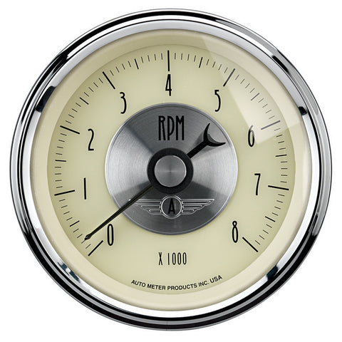 GAUGE, TACHOMETER, 3 3/8in, 8K RPM, IN-DASH, PRESTIGE ANTQ. IVORY