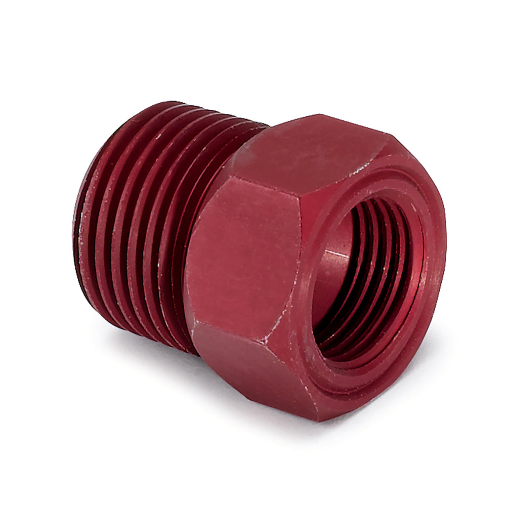FITTING, ADAPTER, 1/2in NPT MALE, ALUMINUM, RED, FOR MECH. TEMP. GAUGE