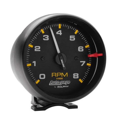 GAUGE, TACHOMETER, 3 3/4in, 8K RPM, PEDESTAL, BLK DIAL BLK CASE, AUTOGAGE