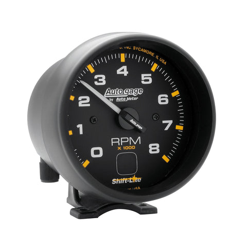 GAUGE, TACH, 3 3/4in, 8K RPM, PEDESTAL W/ SHIFT LIGHT, BLK DIAL BLK CASE, AG