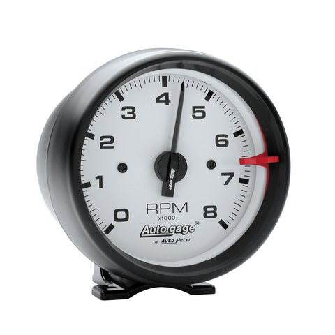 GAUGE, TACH, 3 3/4in, 8K RPM, PEDESTAL, WHT DIAL BLK CASE, AUTOGAGE