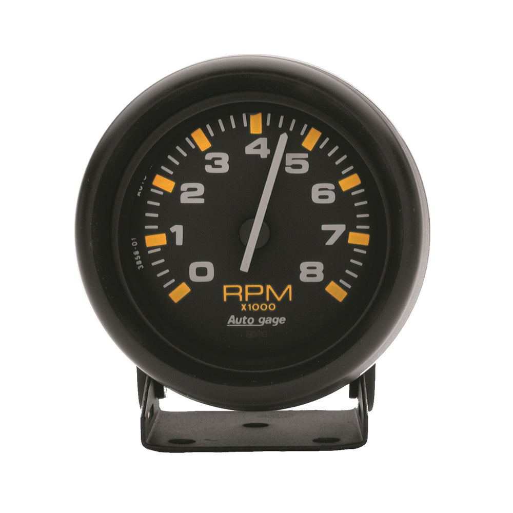 GAUGE, TACHOMETER, 2 3/4in, 8K RPM, PEDESTAL, BLK DIAL BLK CASE, AUTOGAGE