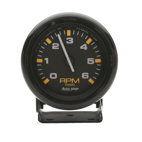 GAUGE, TACHOMETER, 2 3/4in, 6K RPM, PEDESTAL, BLK DIAL BLK CASE, AUTOGAGE