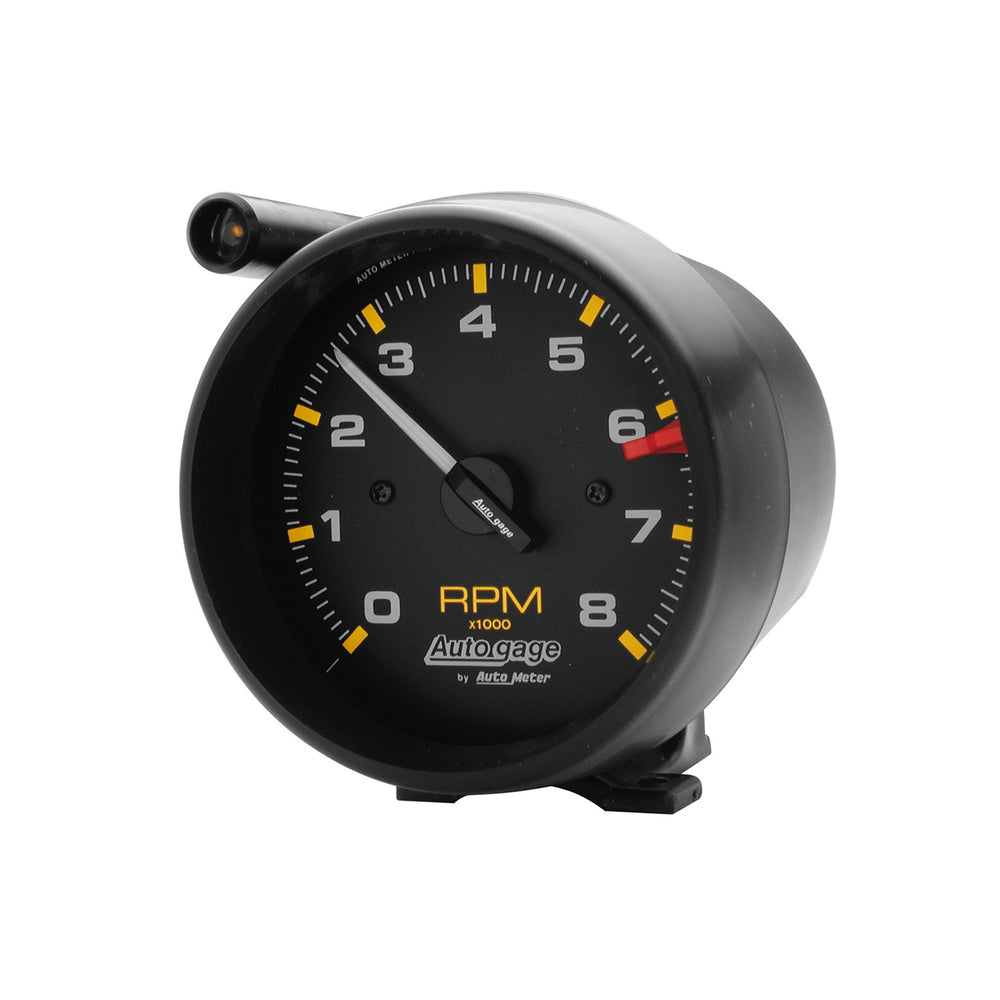 GAUGE, TACH, 3 3/4in, 8K RPM, PEDESTAL W/EXT SHIFT LIGHT, BLK DIAL BLK CASE, AG