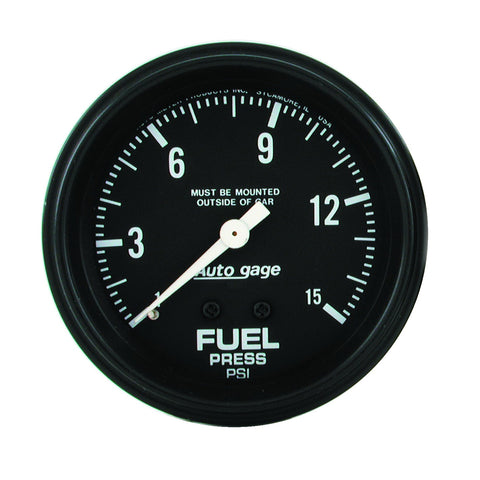 GAUGE, FUEL PRESSURE, 2 5/8in 0-15PSI, MECHANICAL, BLACK, AUTOGAGE