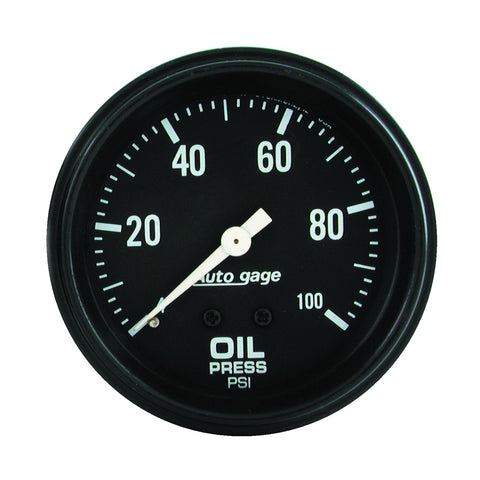 GAUGE, OIL PRESSURE, 2 5/8in 0-100PSI, MECHANICAL, BLACK, AUTOGAGE