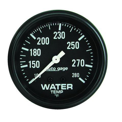 GAUGE, WATER TEMPERATURE, 2 5/8in 100-280?F, MECHANICAL, BLACK, AUTOGAGE