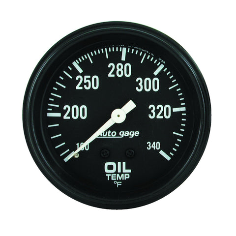 GAUGE, OIL TEMPERATURE, 2 5/8in 100-340?F, MECHANICAL, BLACK, AUTOGAGE