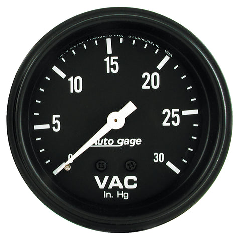GAUGE, VACUUM, 2 5/8in, 30INHG, MECHANICAL, BLACK, AUTOGAGE