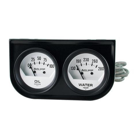 GAUGE CONSOLE, OILP/WTMP, 2in, 100PSI/280?F, WHT DIAL, BLK BZL, AUTOGAGE