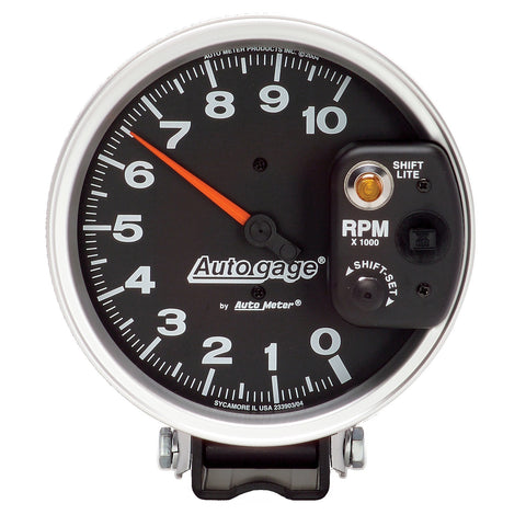 GAUGE, TACHOMETER, 5in, 10K RPM, PEDESTAL W/ INT. SHIFT LIGHT, BLACK, AUTO GAGE