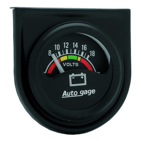 GAUGE CONSOLE, VOLTMETER, 1.5in, 18V, BLK DIAL, BLK BEZEL, AUTOGAGE