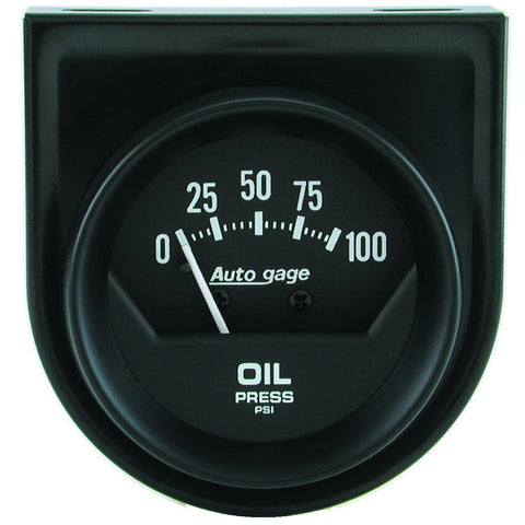 GAUGE CONSOLE, OIL PRESS, 2in, 100PSI, MECH, SHORT SWEEP, BLACK, AUTOGAGE