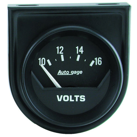 GAUGE CONSOLE, VOLTMETER, 2in, 16V, SHORT SWEEP, BLACK, AUTOGAGE