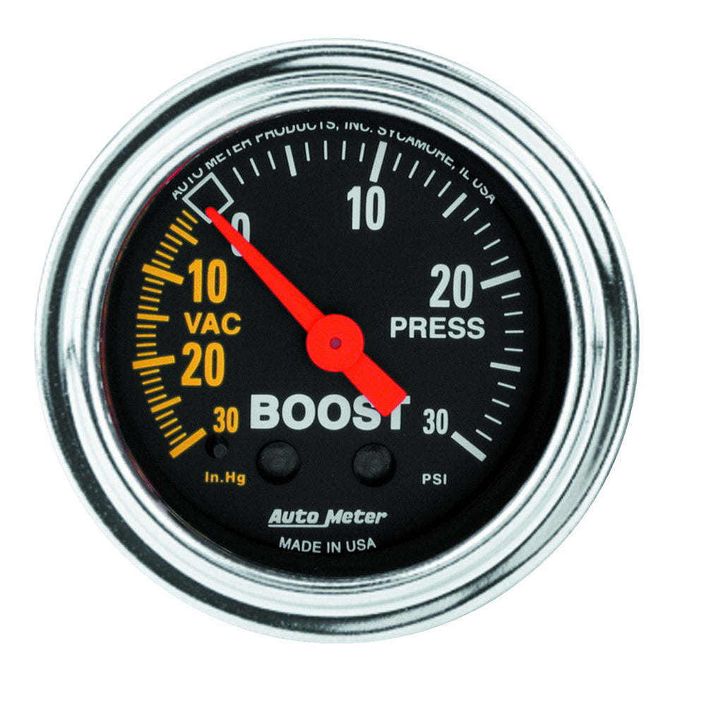 GAUGE, VAC/BOOST, 2 1/16in, 30INHG-30PSI, MECHANICAL, TRADITIONAL CHROME