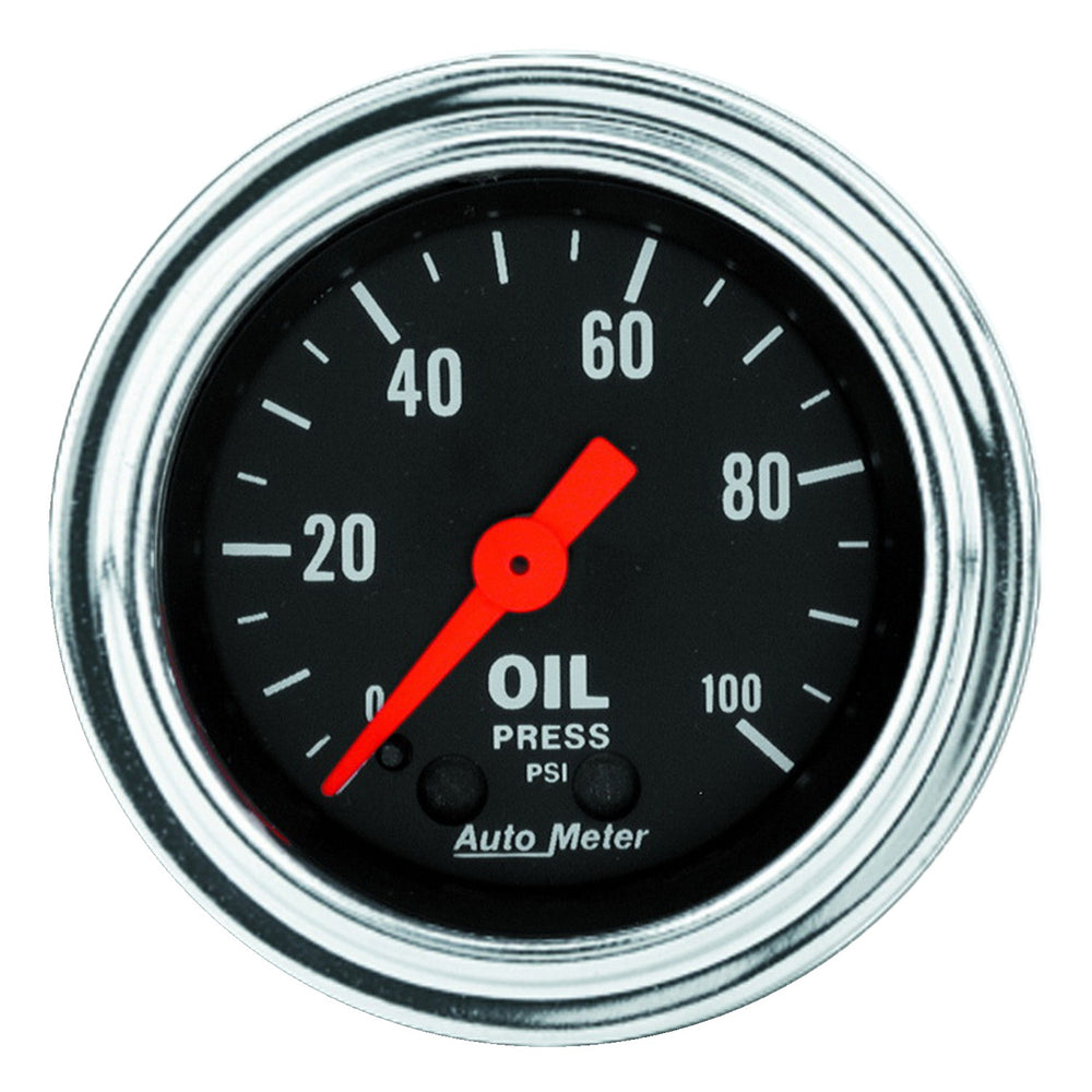 GAUGE, OIL PRESSURE, 2 1/16in, 100PSI, MECHANICAL, TRADITIONAL CHROME