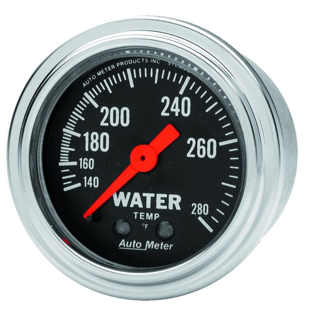 GAUGE, WATER TEMP, 2 1/16in, 140-280?F, MECHANICAL, TRADITIONAL CHROME