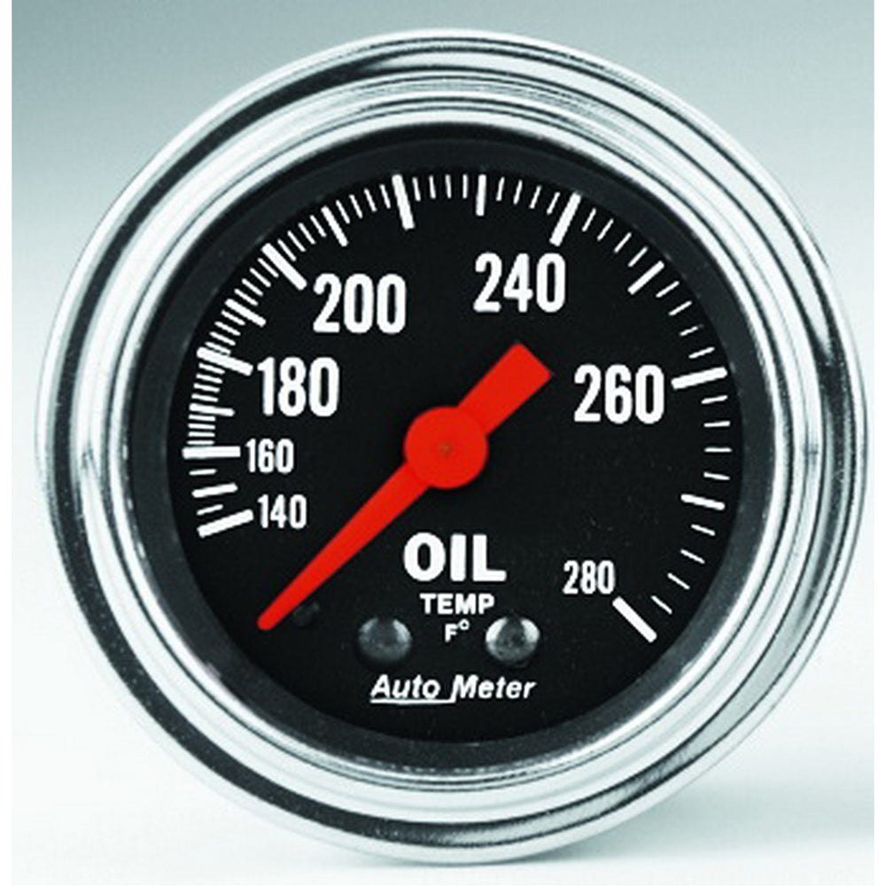 GAUGE, OIL TEMP, 2 1/16in, 140-280?F, MECHANICAL, TRADITIONAL CHROME