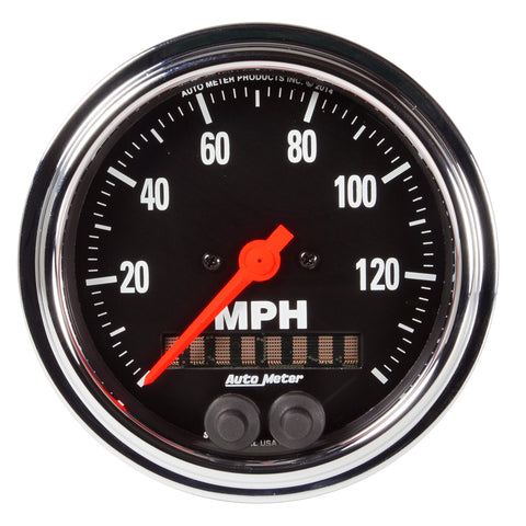 GAUGE, SPEEDOMETER, 3 3/8in, 140MPH, GPS, TRADITIONAL CHROME