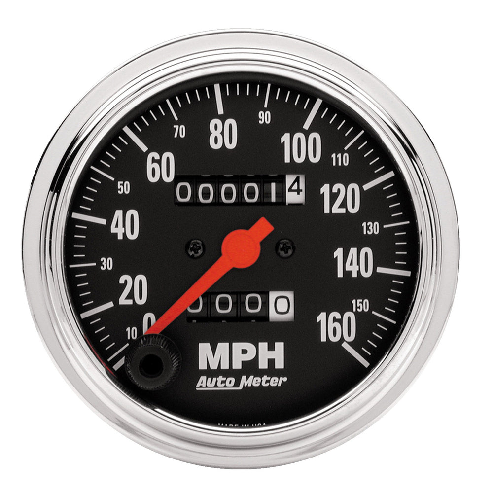 GAUGE, SPEEDOMETER, 3 3/8in, 160MPH, MECHANICAL, TRADITIONAL CHROME