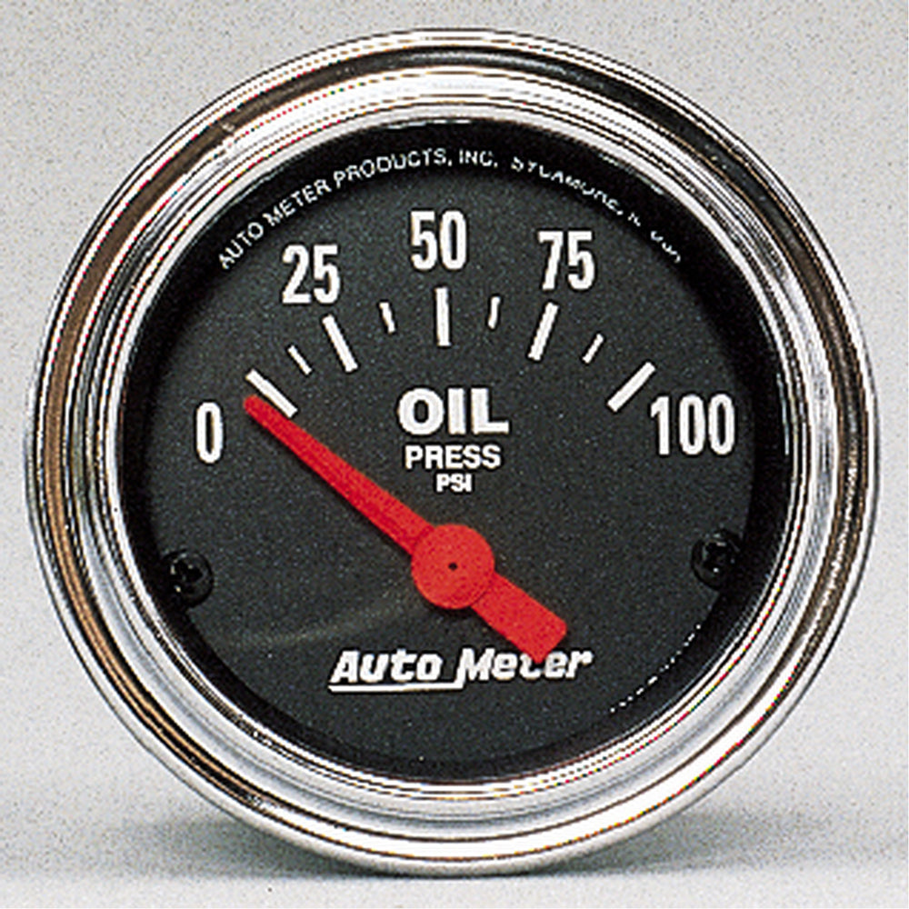 GAUGE, OIL PRESSURE, 2 1/16in, 100PSI, ELECTRIC, TRADITIONAL CHROME