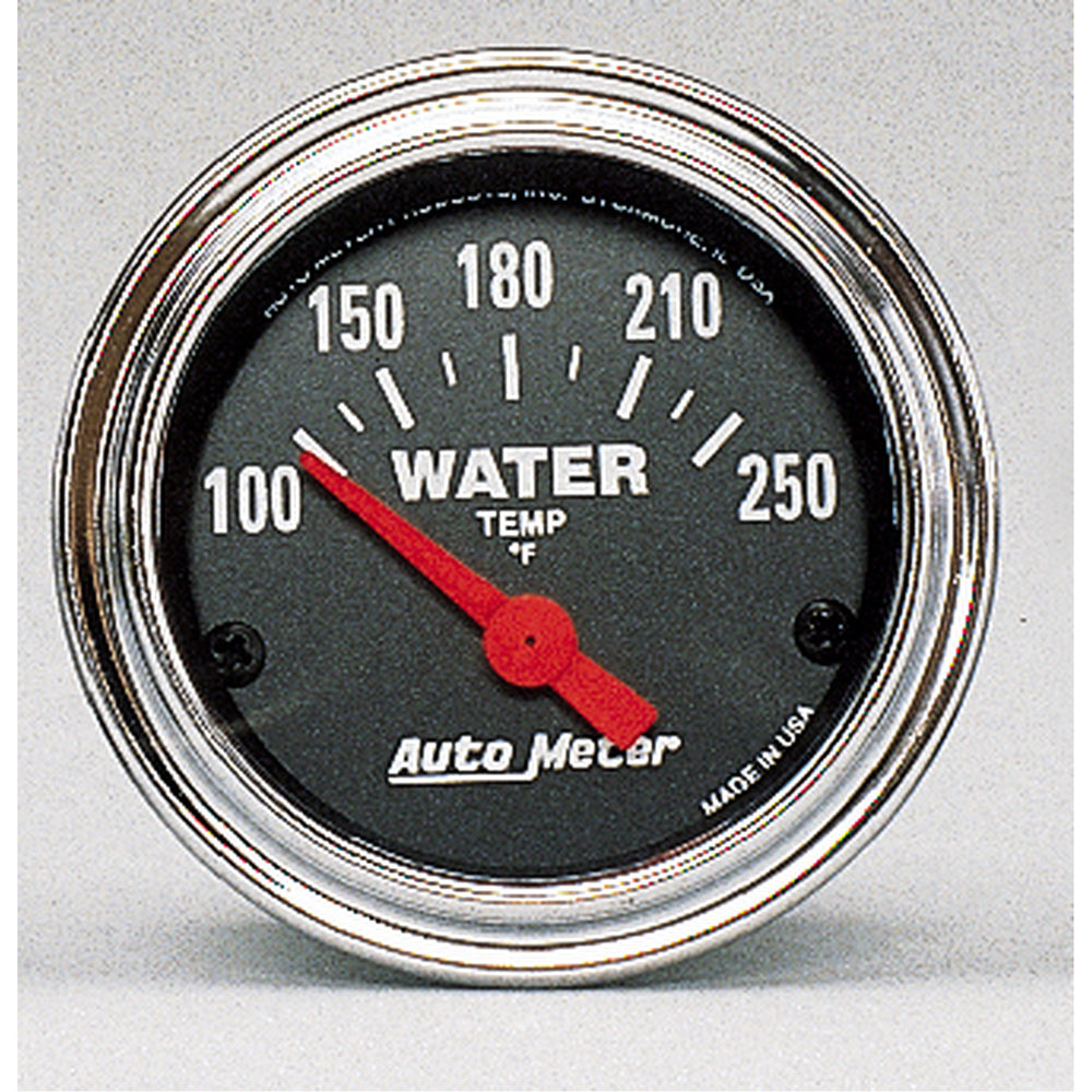 GAUGE, WATER TEMP, 2 1/16in, 100-250?F, ELECTRIC, TRADITIONAL CHROME