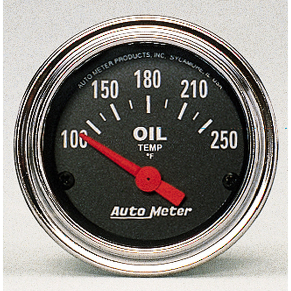 GAUGE, OIL TEMP, 2 1/16in, 100-250?F, ELECTRIC, TRADITIONAL CHROME