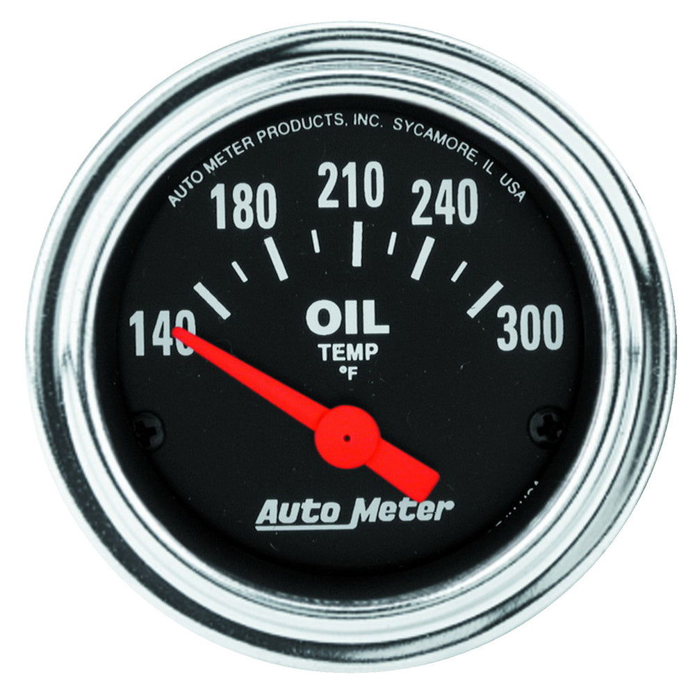 GAUGE, OIL TEMP, 2 1/16in, 140-300?F, ELECTRIC, TRADITIONAL CHROME