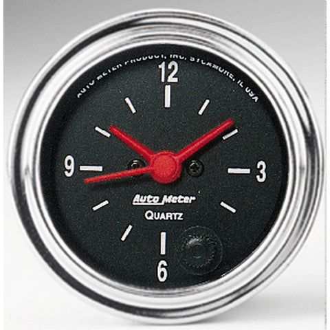 GAUGE, CLOCK, 2 1/16in, 12HR, ANALOG, TRADITIONAL CHROME