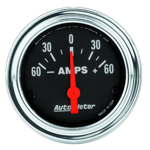 GAUGE, AMMETER, 2 1/16in, 60A, ELECTRIC, TRADITIONAL CHROME