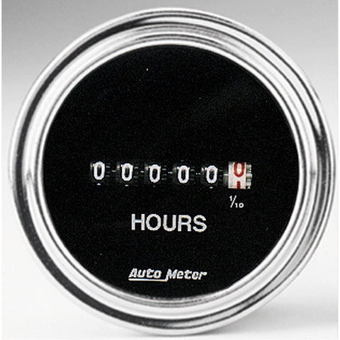 GAUGE, HOURMETER, 2 1/16in, 100K HOURS, ELECTRIC (8V-32V), TRADITIONAL CHROME