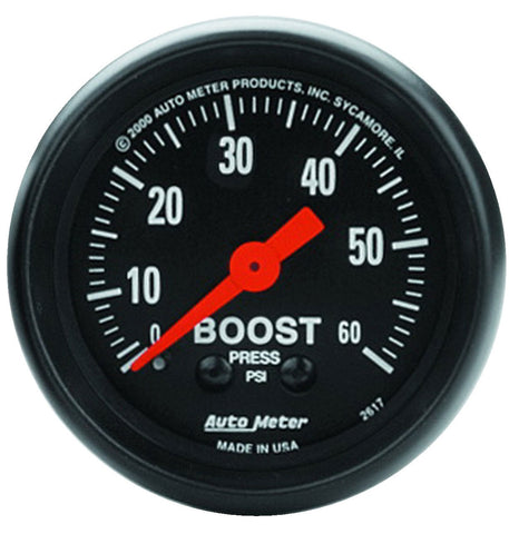 GAUGE, BOOST, 2 1/16in, 60PSI, MECHANICAL, Z-SERIES