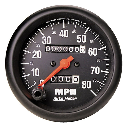 GAUGE, SPEEDOMETER, 3 3/8in, 80MPH, MECHANICAL, Z-SERIES