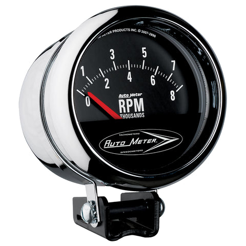 GAUGE, TACH, 3 3/4in, 8K RPM, PEDESTAL W/RETRO SHORT SWEEP, TRADITIONAL CHROME