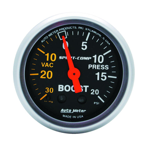 GAUGE, VAC/BOOST, 2 1/16in, 30INHG-20PSI, MECHANICAL, SPORT-COMP
