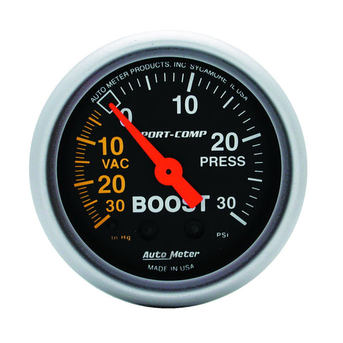GAUGE, VAC/BOOST, 2 1/16in, 30INHG-30PSI, MECHANICAL, SPORT-COMP